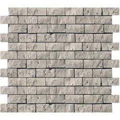 Emser Trav Ancient 12"x12" Off-set Mosaic 1"x2" Silver