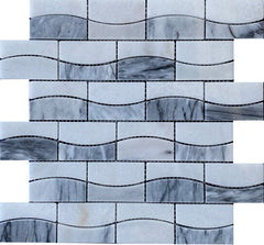 Emser Talento 12" X 13" Wave Mosaic 2" X 3" Polished  Gris 