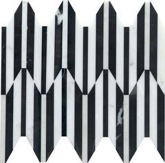 Emser Bizou 10"x12" Peak Mosaic 0.57"X5" Polished White/black