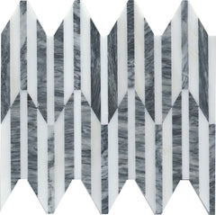 Emser Bizou 10"x12" Peak Mosaic 0.57"X5" Polished White/Gray