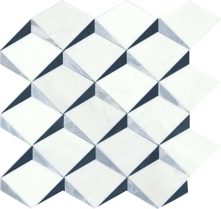 Emser Bizou 13"x13" Crest Mosaic Polished White/Black
